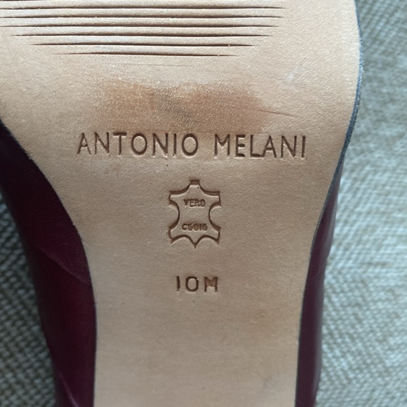 Antonio Melani Pointy Square Glove Fit Slip In Heel. Cranberry Red Leather.SZ 10 - Picture 12 of 16
